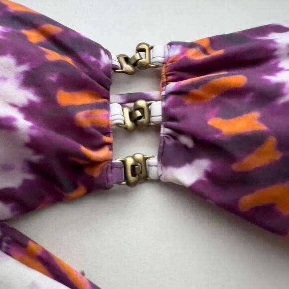 NWT Vix Bikini Top Small Bandeau Halter Tie Dye Purple Orange - Picture 3 of 6
